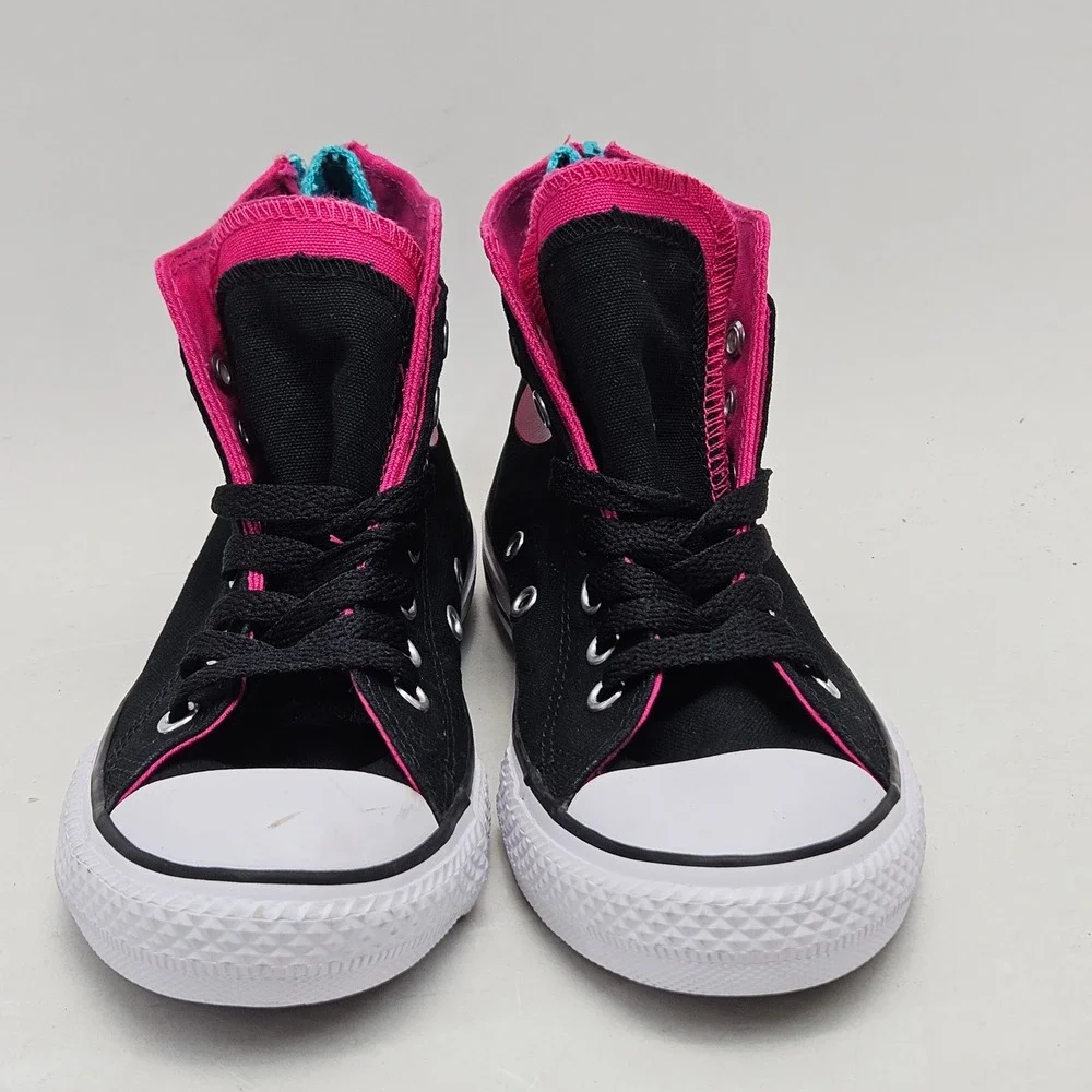 Converse Chuck Taylor All Star High Top Black Pink Teal Junior 2 645246F
